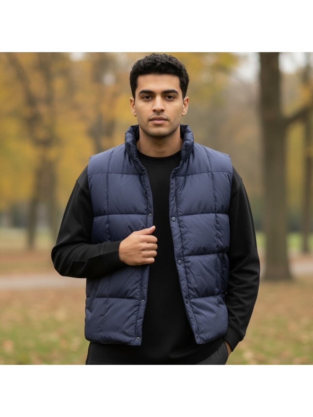 Lands’ End Men’s Navy Goose Down Fill Insulated Puffer Vest L 42–44 Gorpcore